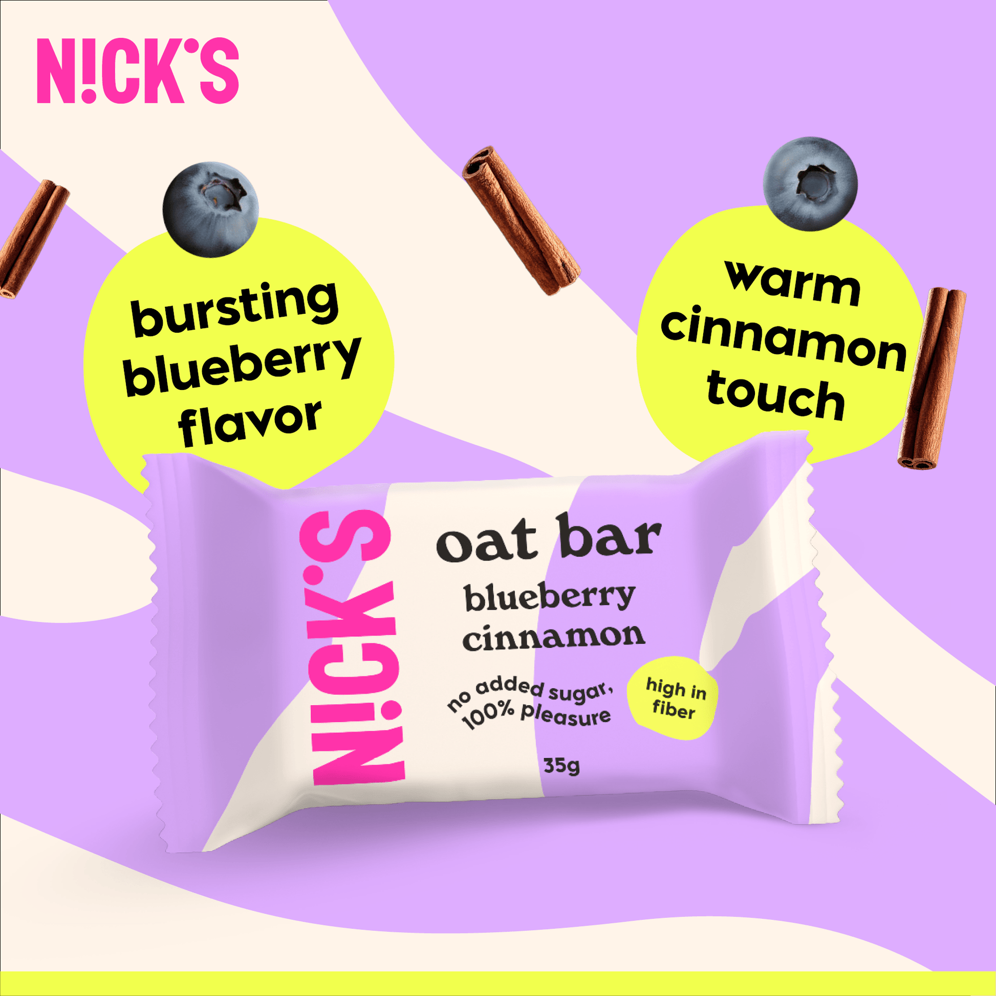 NICK'S - Kaerabatoon "blueberry cinnamon" 35g - njom.ee