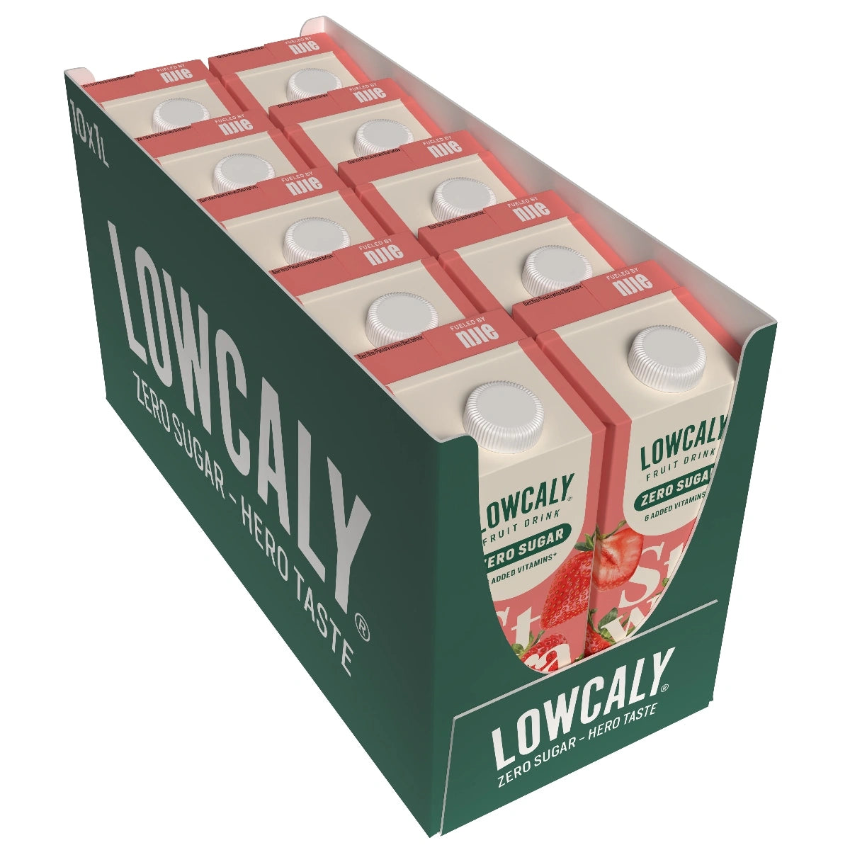Lowcaly be cukraus vaisių gėrimas „braškė“ 10 x 1L