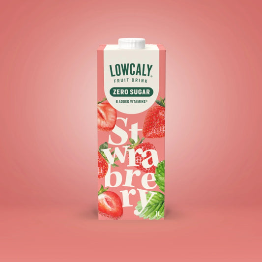 Lowcaly be cukraus vaisių gėrimas „braškė“ 10 x 1L