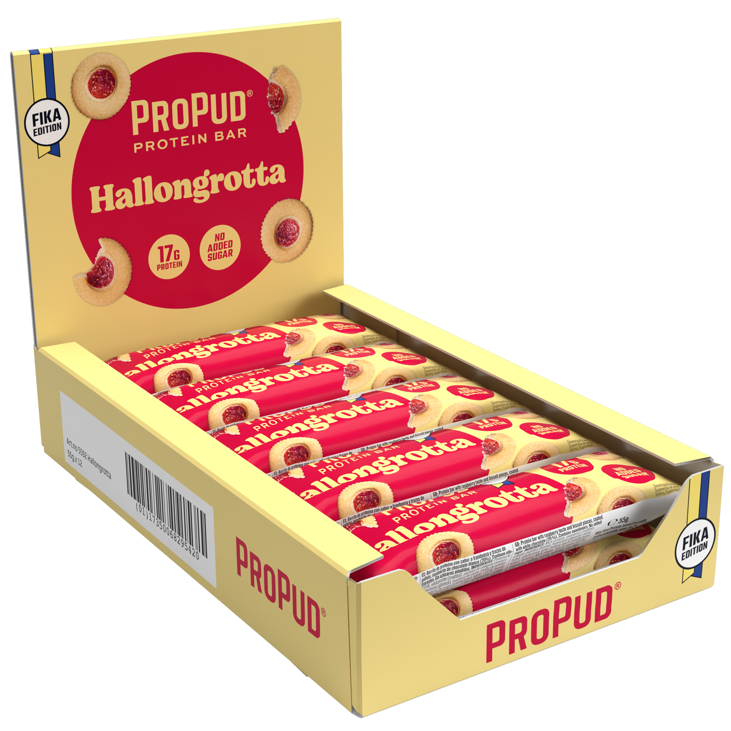 ProPud baltymų batonėlis „aviečių urvas“ 12 x 55g